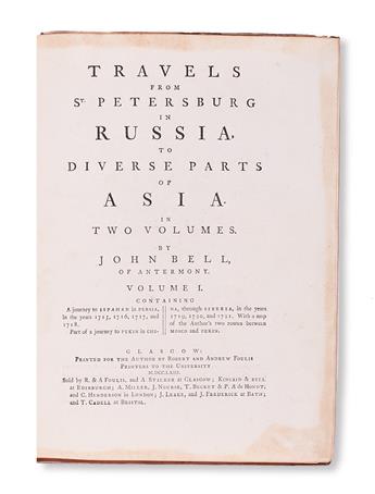 TRAVEL  BELL, JOHN. Travels from St. Petersburg in Russia, to Diverse Parts of Asia.  2 vols.  1763